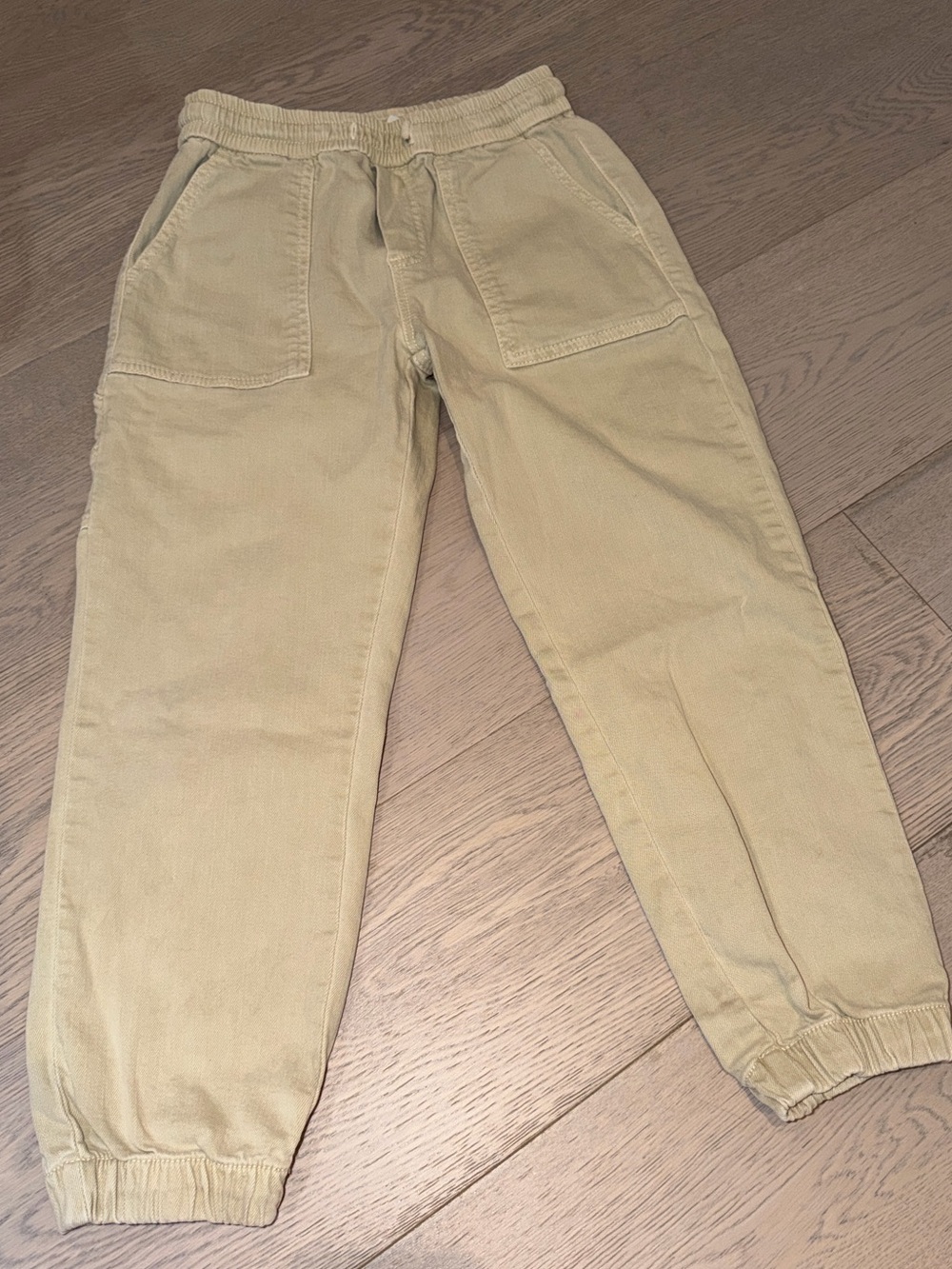 Kids Casual Drawstring Jogger Pants - Tan